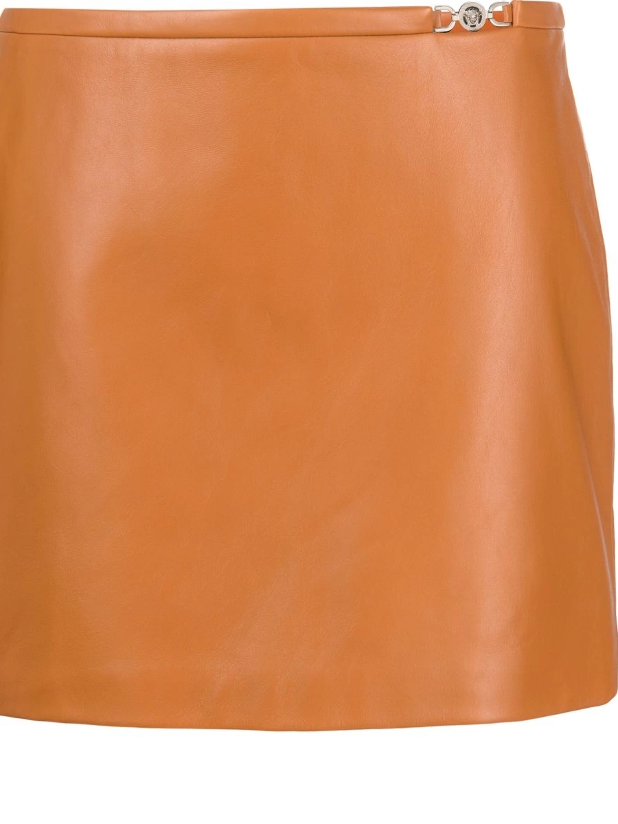 leather Women Versace miniskirt Medusa-embellished 0428
